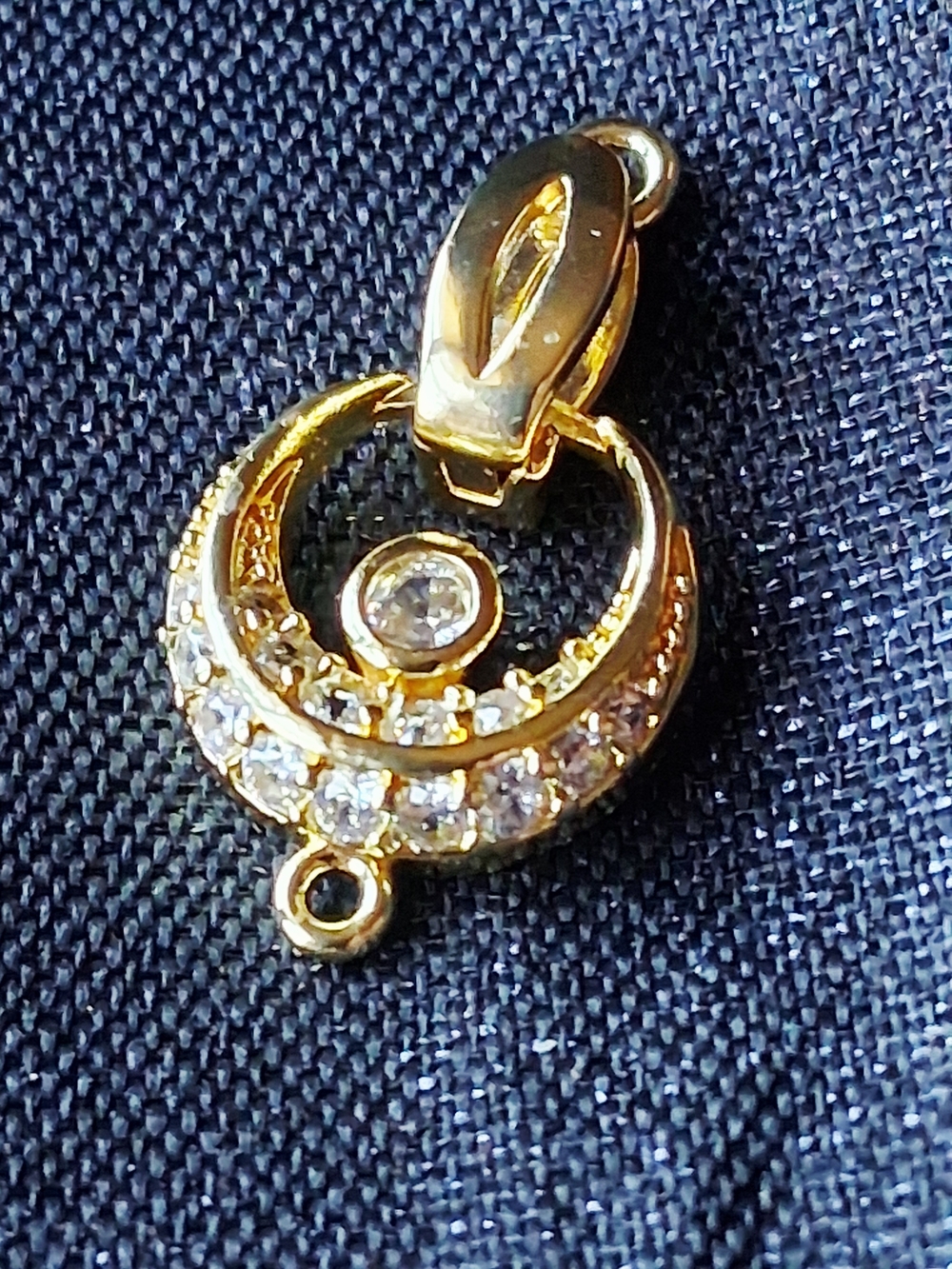 Gold-Finished Brass & Cubic Zirconia Crescent Moon Pendant - Women Jewelry